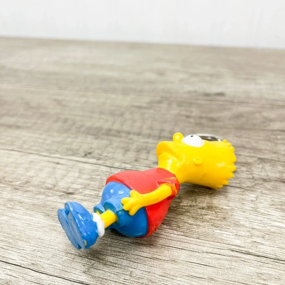 Bart Simpson Keychain Vintage 1990 The Simpsons Keyring PVC KeyTag Toy Gift